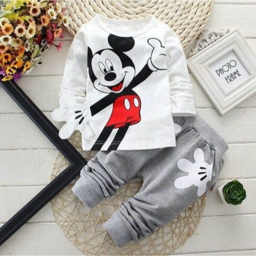 Mickey Mouse Toddler Outfit Set - Long Sleeve Top & Joggers -2/3T- Cotton Blend